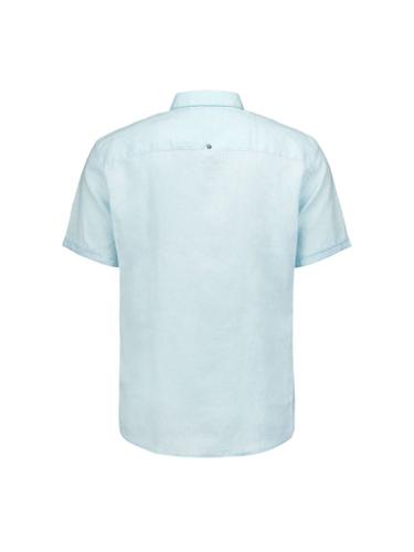 Shirt Short Sleeve Linen Solid Blau L