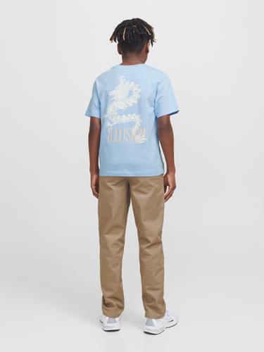 JJCHARGE PRINTED TEE SS CREW NECK JNR 152 Locker geschnitten - Chambray Blue