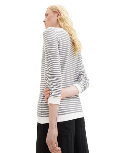 Sweatshirt mit Streifenmuster M Slim Fit - Blue White Structured Stripe