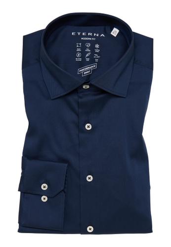 Performance Shirt Twill-Stretch Langarm 45/Langarm - 65cm MODERN FIT - Navy