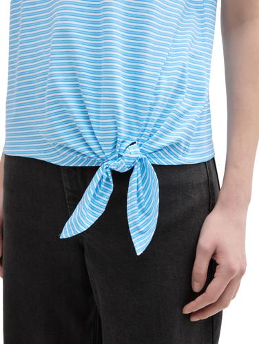 T-Shirt mit Knoten-Detail XL Regular Fit - Blue White Stripe