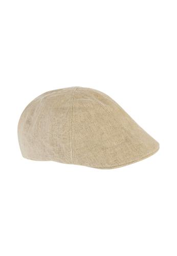 Flat Cap mit Gummizug Beige M