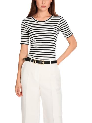 Ringel-T-Shirt aus Baumwoll-Ripp 38 - White And Black