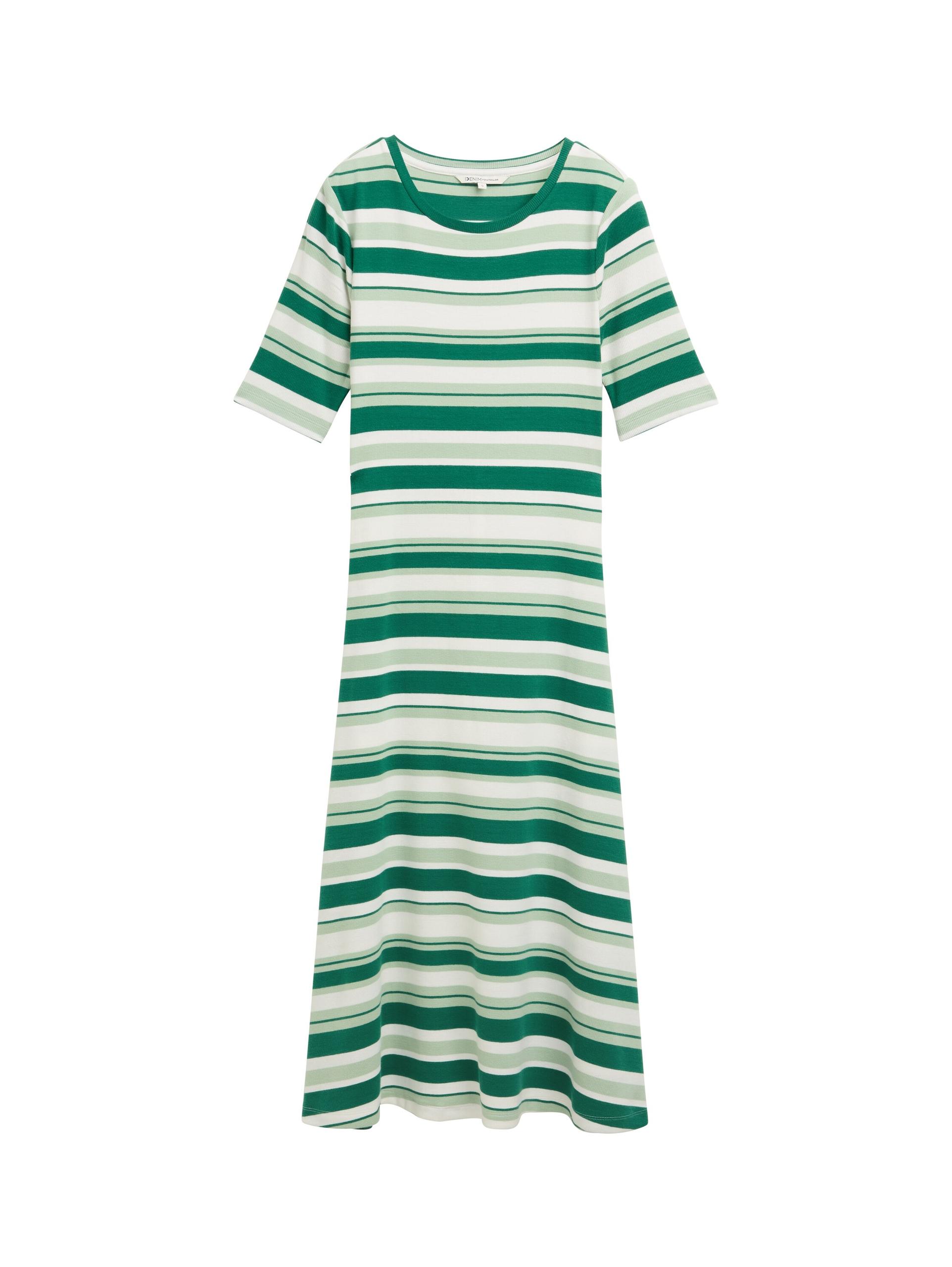 Midi-Kleid mit Streifenmuster XL Slim Fit - Green Mint Stripe