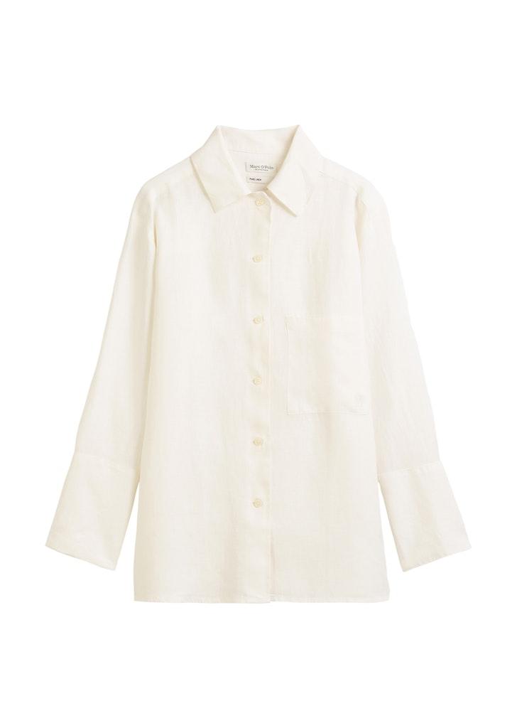Lange Leinenbluse relaxed Weiß 38