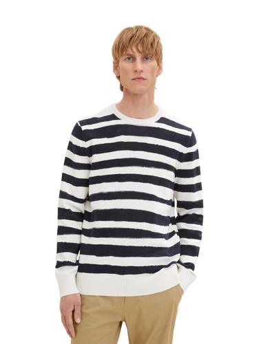 Gestreifter Strickpullover XXXL Regular Fit - Navy Water Stripe