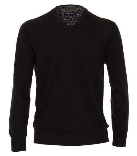 Pullover mit V-Ausschnitt uni 004430 L Basic Knitwear - Schwarz