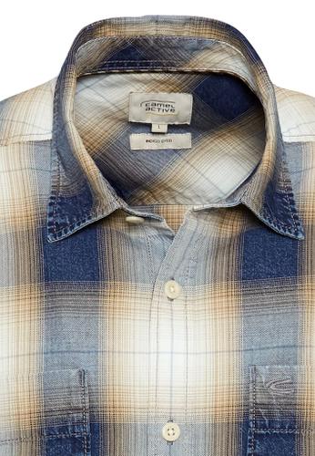 Kurzarmhemd mit Karomuster Blau XL