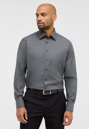 Hemd Dobbydesign Langarm 42/Langarm - 65cm MODERN FIT - Schwarz