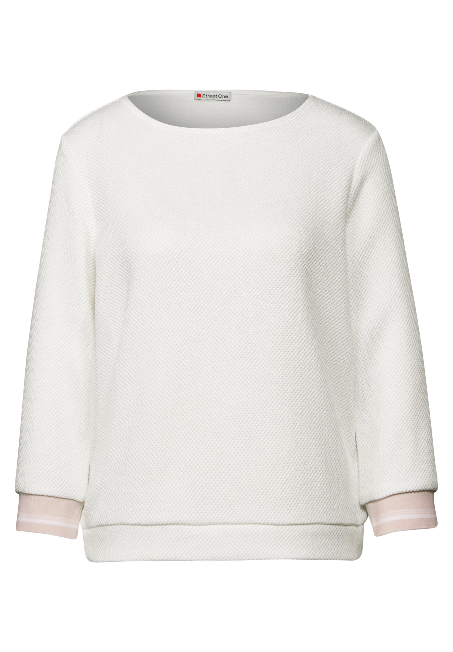 Shirt mit Streifen-Bündchen 38 - Off White