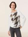 Langarmshirt mit platziertem Print 46 Figurumspielend - Offwhite Gemustert