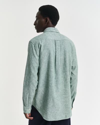 Regular Fit Baumwoll Leinen Hemd XXXL - Woody Green