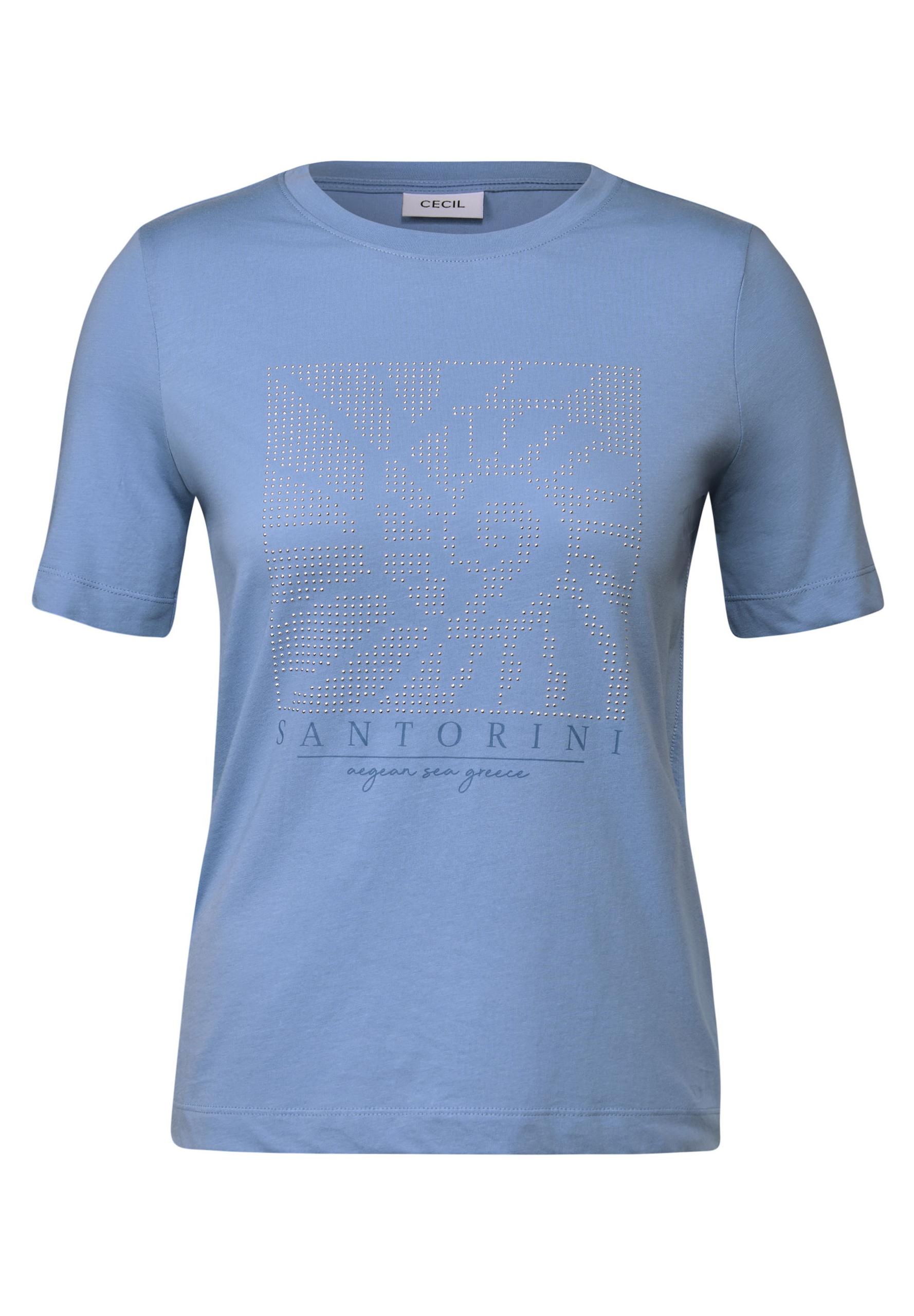 T-Shirt mit Schmucksteinen - Blau / S