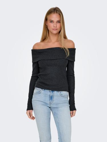 ONLPIPER L/S OFF SHOULDER TOP JRS L Normal geschnitten - Dark Grey Melange