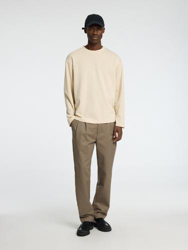 SLHLOOSEOSCAR LS O-NECK TEE NOOS M Locker geschnitten - Oatmeal