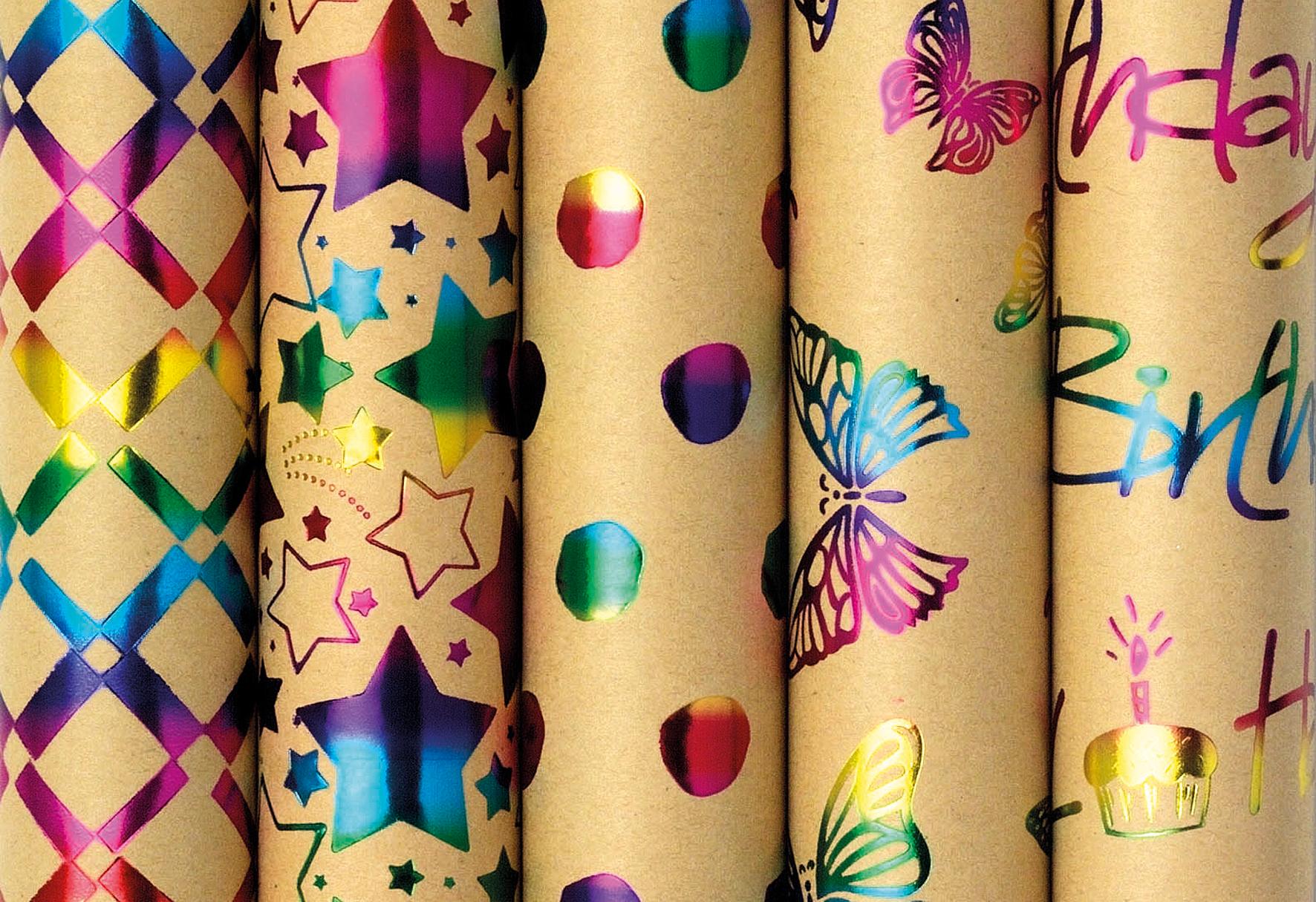 Geschenkpapier Röllchen Premium Rainbow