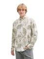 Relaxed Fit Hemd mit Leinenanteil XL Relaxed Fit - White Green Watery Palm Print