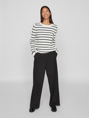 VIDALO O-NECK L/S STRIPE KNIT TOP- NOOS L Normal geschnitten - White Alyssum