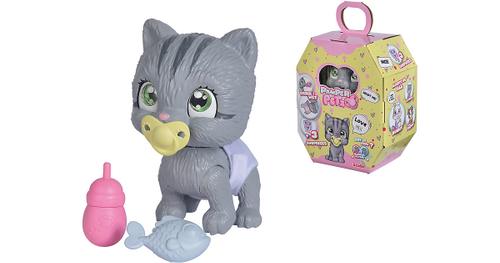 Pamper Petz Katze - Tierbaby mit Trink- und Nässfunktion, magischer Pfote &amp; 3 Überraschungen grau