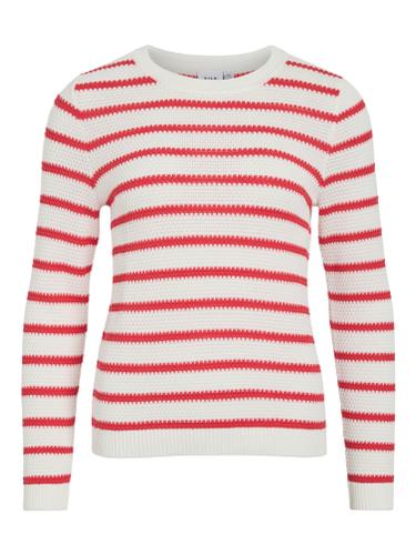 VIDALO O-NECK L/S STRIPE KNIT TOP- NOOS XL Normal geschnitten - White Alyssum