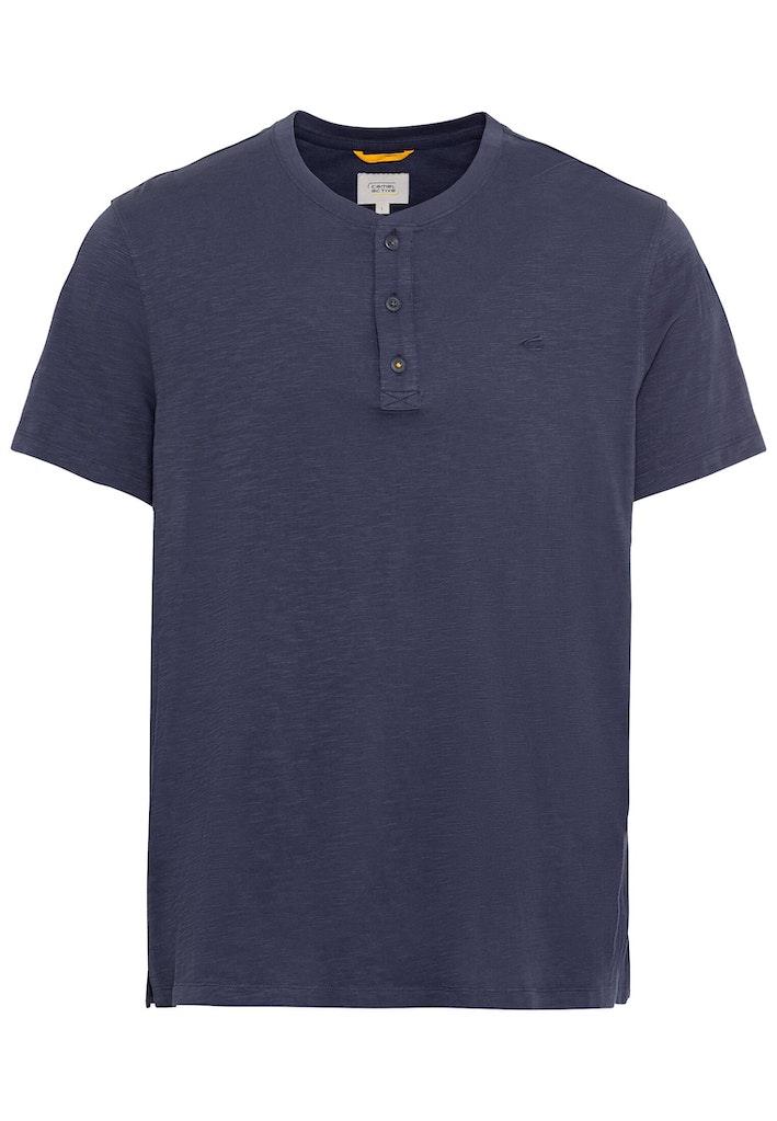 Kurzarm Henleyshirt aus reiner Baumwolle Blau 4XL