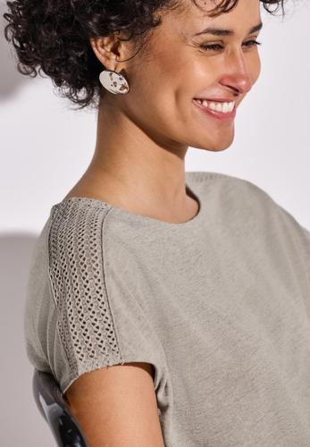Shirt mit Spitzendetail 36 - Moonstone Sand