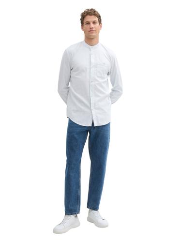Basic Fit Hemd mit Stehkragen XXL Regular Fit - Light Herringbone Structure