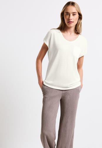 Leinen-Look T-Shirt 36 - Off White
