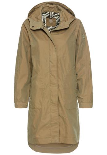 Langer Parka mit verstellbarer Taille 48 Regular Fit - Khaki