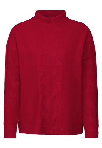 Pullover mit Strickmuster Rot 36