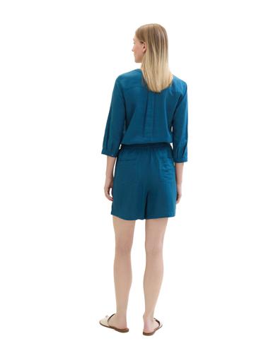 Bermuda mit Leinen 38 Loose Fit - Moss Blue