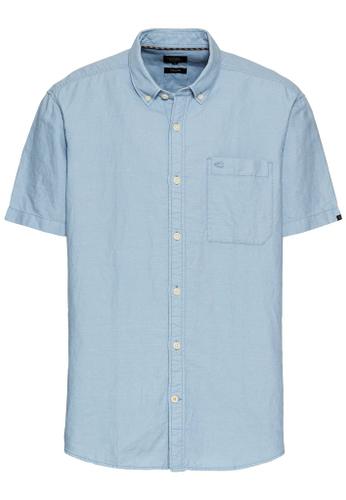 Kurzarmhemd aus einem Baumwoll-Leinenmix Blau XL