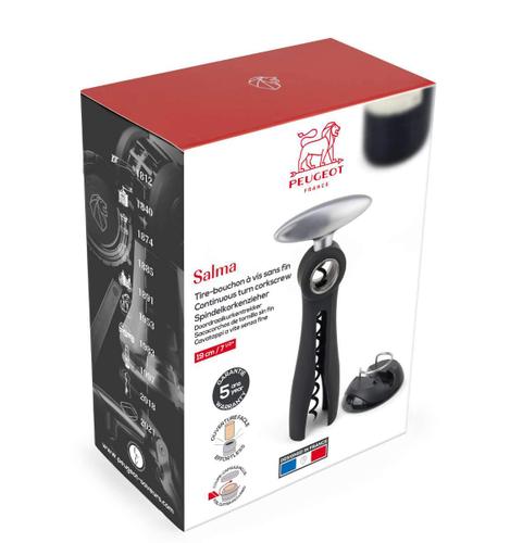 Peugeot Salma Spindelkorkenzieher mit Kapselschneiderring 19cm, schwarz - Default Title