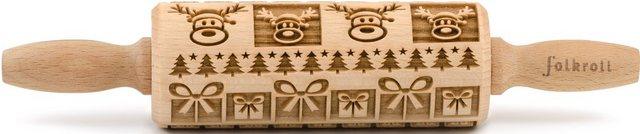 folkroll Teigroller »3D-Motiv-Teigrolle« Buchenholz, Christmas Joy