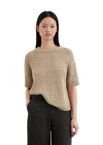Kurzarm-Pullover loose Beige XS