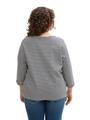 Plus Size - Langarmshirt mit Knopf-Details 54 Loose Fit - Offwhite Navy Regular Stripe