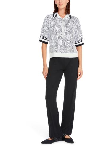 Weites Polo Shirt mit Zipp 38 - White And Black