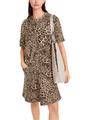 Kurzes Kleid mit Volant in Leo-Print 38 - Granola
