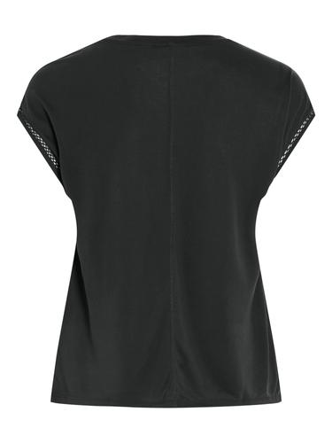 VIMODALA C/S O-NECK DETAIL TOP - NOOS S Normal geschnitten - Black