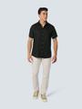 Shirt Short Sleeve Linen Solid Schwarz XXL