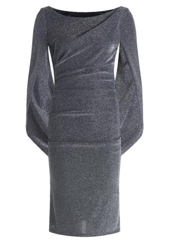 Cocktailkleid 40 Figurnah - Dunkelblau/grau