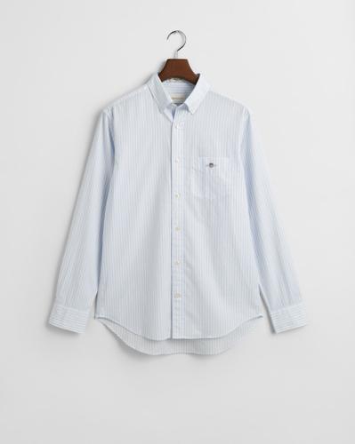 Regular Fit Classic Popeline Hemd mit Streifen Blau XL