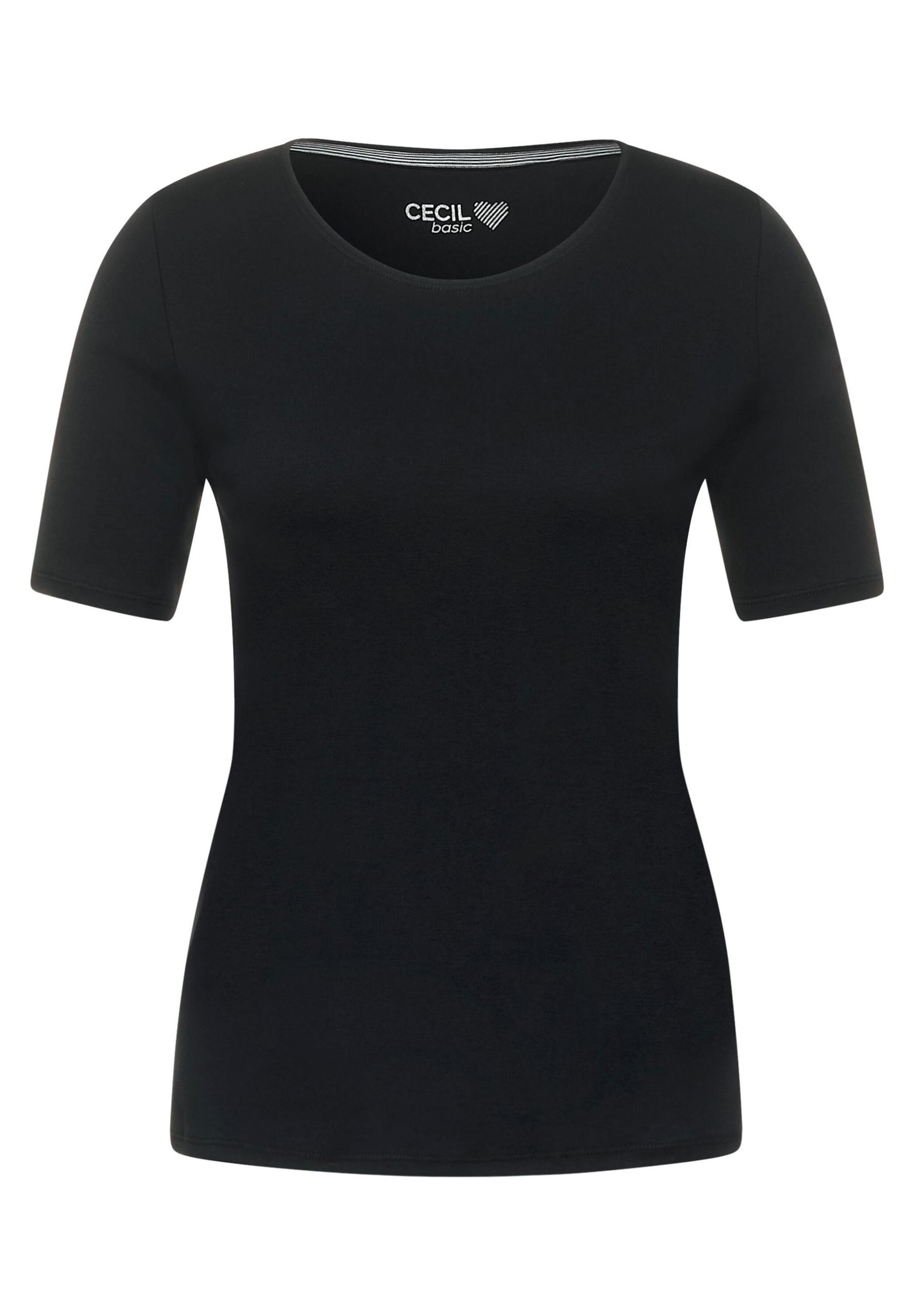 Basic T-Shirt mit Rundhals in Unifarbe M - Black