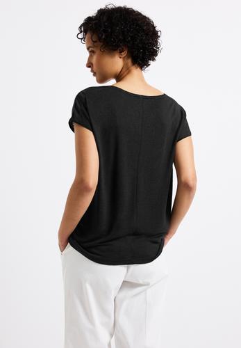 Leinen-Look T-Shirt 36 - Black