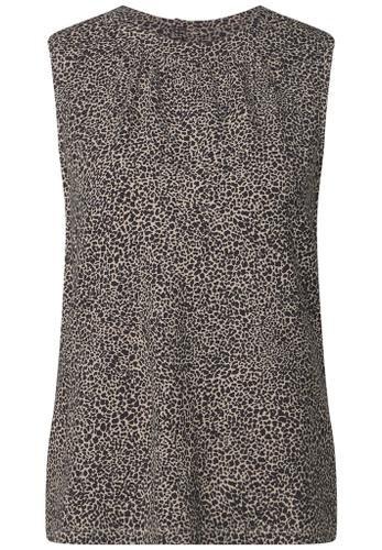 Top mit Leo-Muster Beige 36