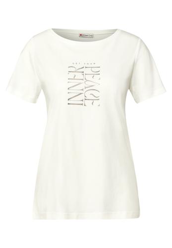 T-Shirt mit Wording Print Weiß 42