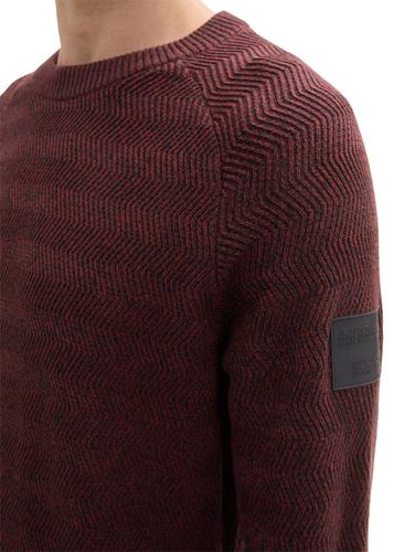 Basic Strickpullover mit Rundhalsausschnitt XXL Regular Fit - Burgundy Red Navy Multicolor
