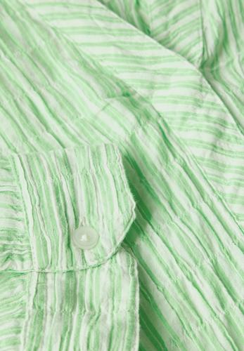 Gestreifte Seersucker Bluse S - Iced Neon Green