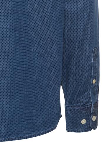 Langarm Hemd mit Allover-Print Blau M
