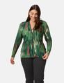 Langarmshirt mit Kelchkragen 46 Figurumspielend - Treetop Green Gemustert